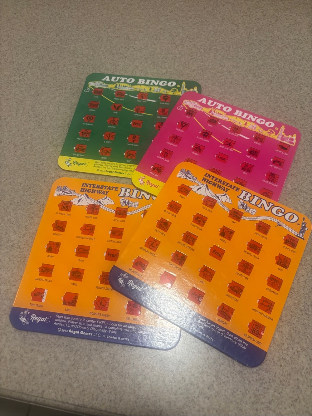 Travel Game Auto bingo set of 4 EUC